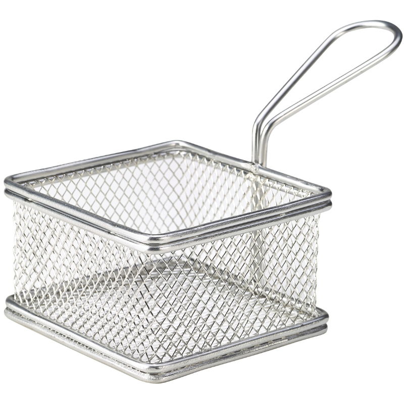 Mini Friturekurv Til Servering Af Pomfritter 9.5 x 9.5 x 6cm Rustfrit Stål