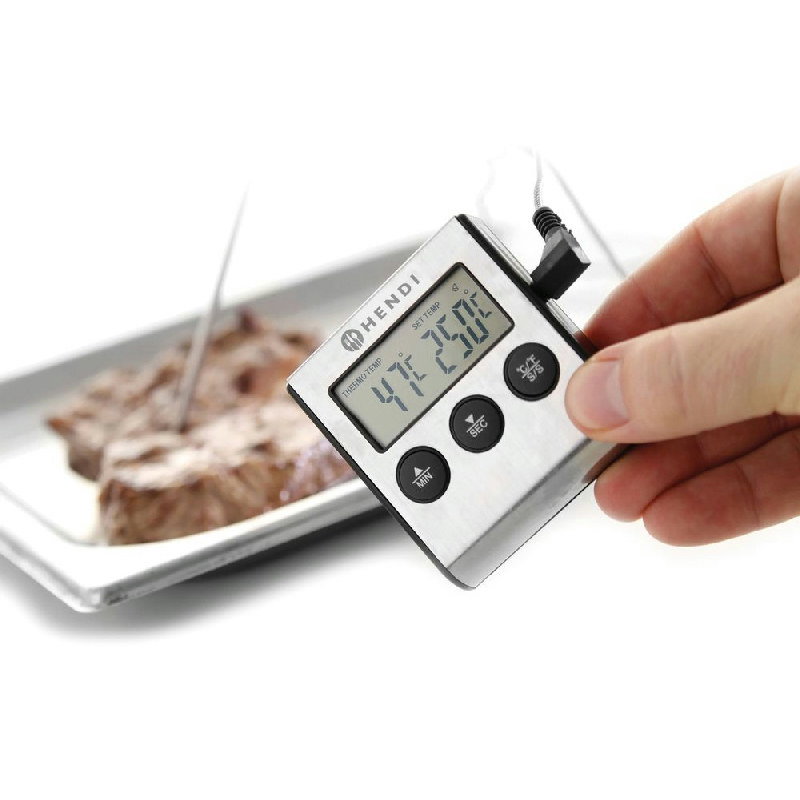 Hendi Stegetermometer Med Timer Rustfrit Stål