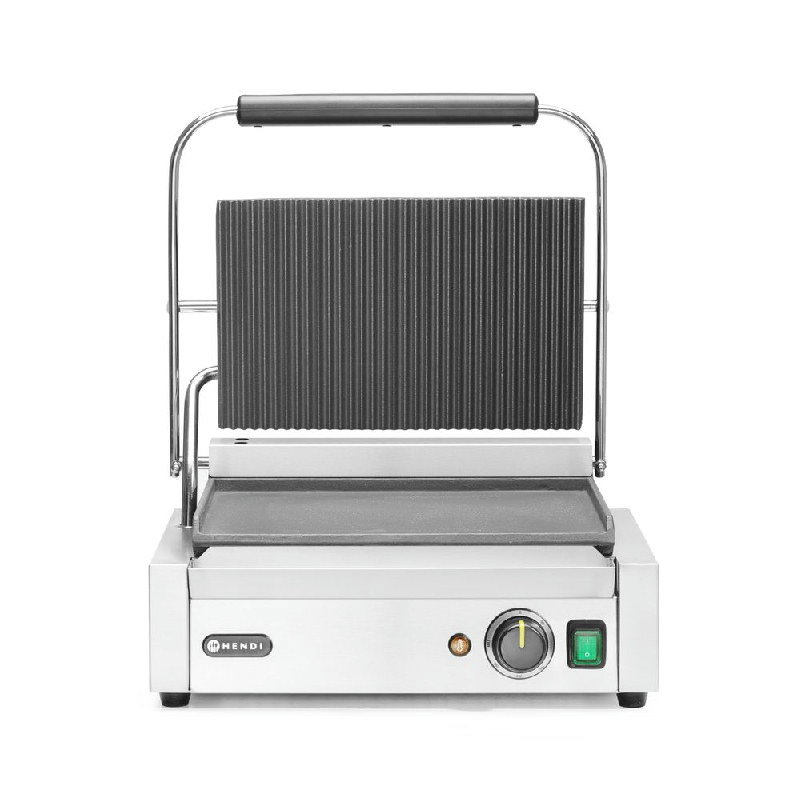 Kontaktinės PANINI kontaktinės grotelės, griovelis viršuje, lygus dugnas, 2200W - Hendi 263662