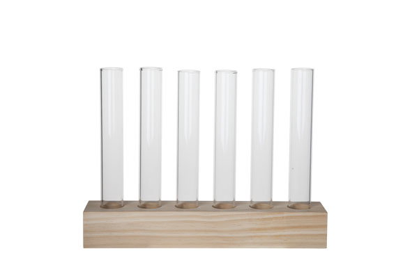 Glasprøverør 6 Stk Med Træholder 14cm
