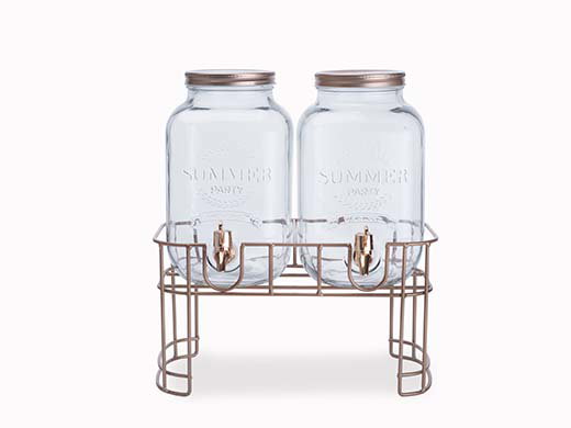 Juicedispenser Sæt Med Fod 2x3,5l Glas