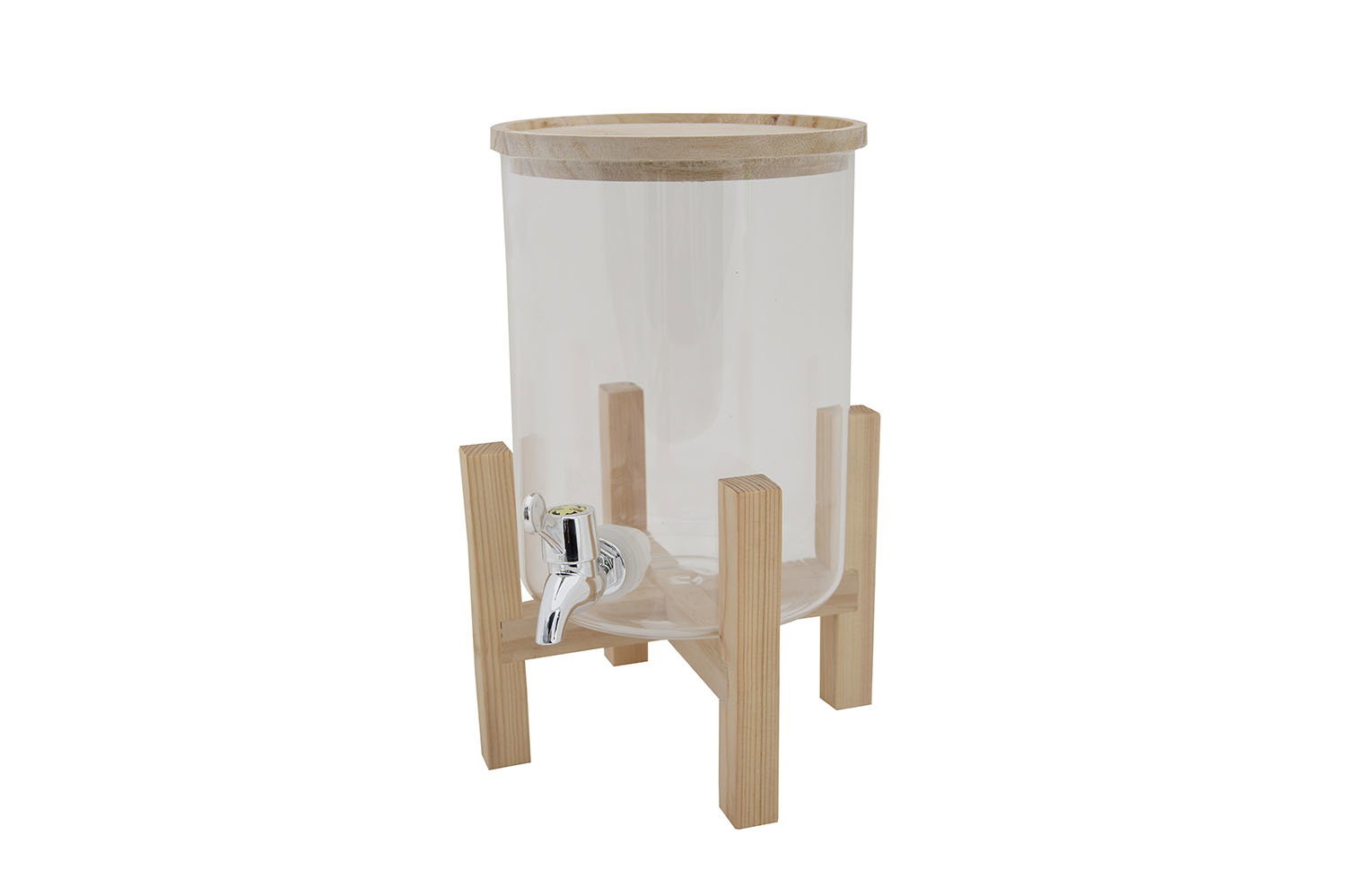 Drinksdispenser Med Træfod Og Låg Glas 3l Ø15x32cm