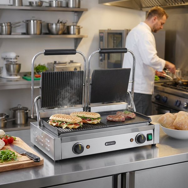 Hendi Kontaktgrill Dobbelt Rustfrit Stål