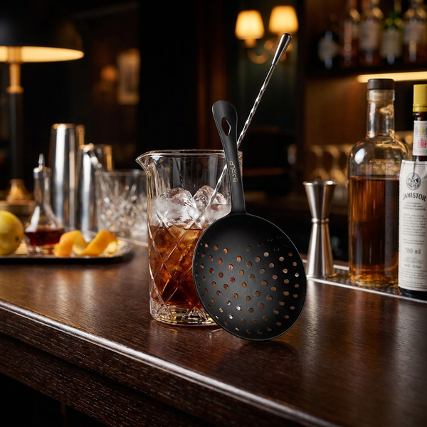 Julep-strainer Rustfrit Stål Sort Pulverlakering