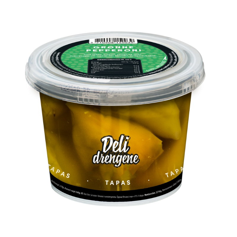 Grønne Pepperoni Med Friskost 270g 160g Drænet