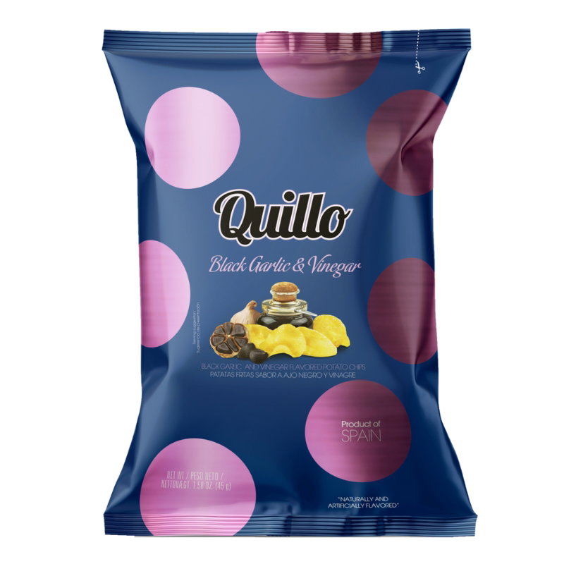 Chips Med Eddike Og Sort Hvidløg Quillo 45g