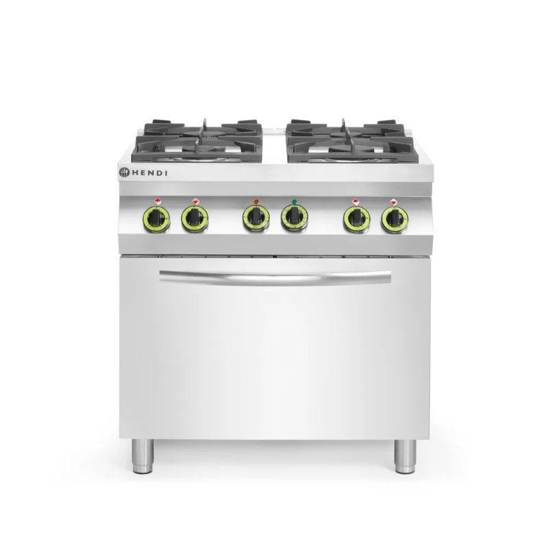 Hendi Gaskomfur 4 Brændere Med Varmluftovn Gn 1/1