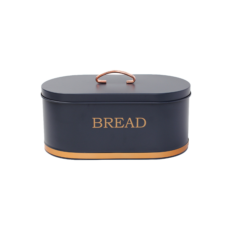 Metalopbevaring Brød Blå Med Guld, Str. 34x18 Cm