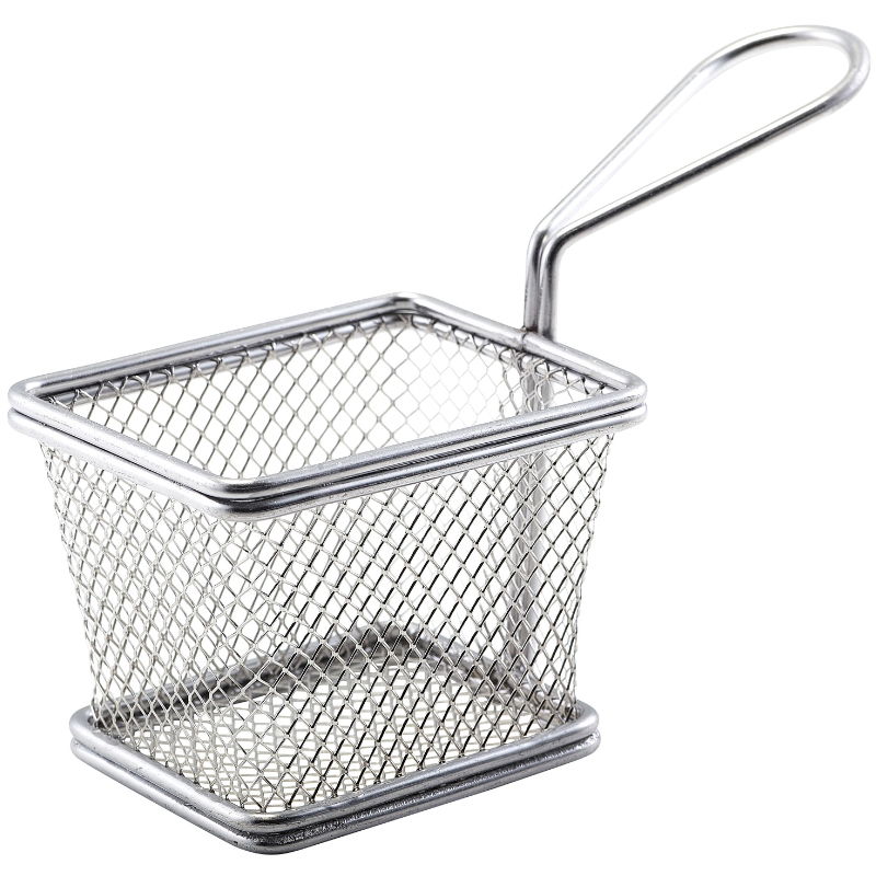 Mini Friturekurv Til Servering Af Pomfritter 10 X 8 X 7.5cm Rustfrit Stål