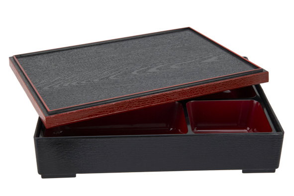 Bento Box Sort/rød 27x21x6cm