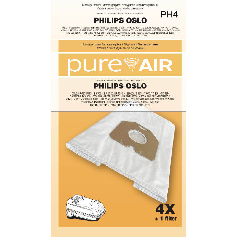 Støvposer Ph-4 Philips Oslo 4 Poser 1 Filter