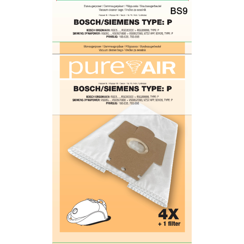 Støvposer Bs-9 Bosch/siemens p 4 Poser 1 Filter