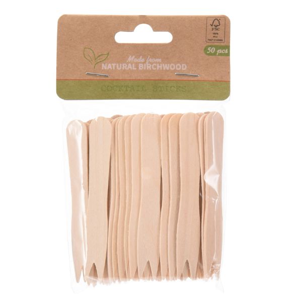 Cocktail gaflet birketræ 50 stk (f1) Klimatossen