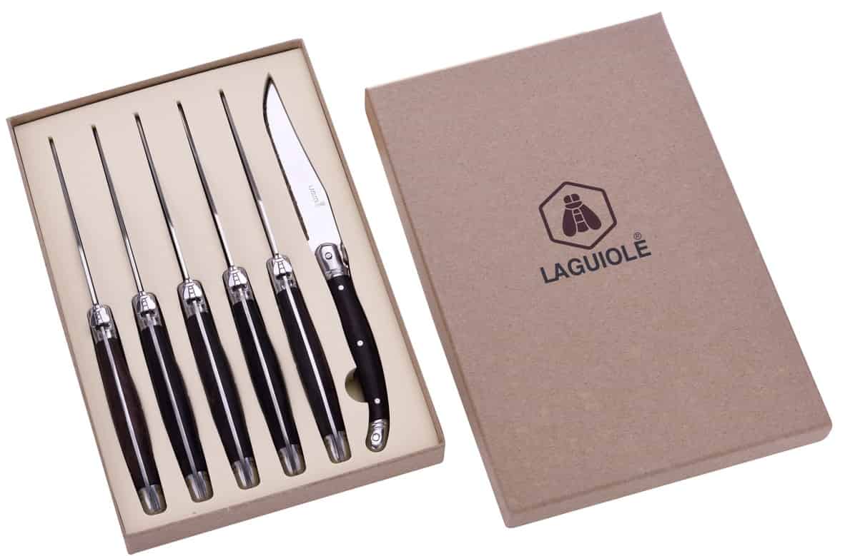Laguiole 6 Steakknive i Sort Træ