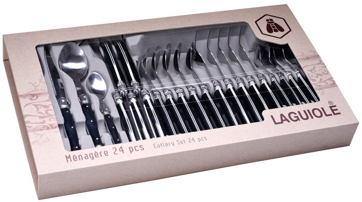 Laguiole Bestiksæt 24 Dele Hvid/sort