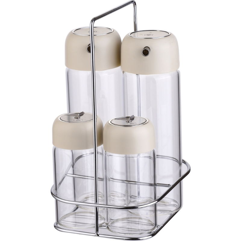 Lg Salatdressingsæt 4 Dele Glas På Bakke