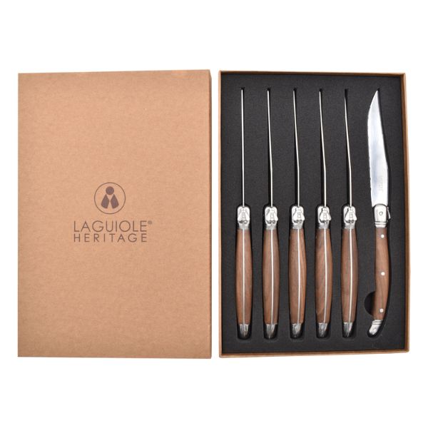 Laguiole Heritage 6stk Steakknive i Valnød