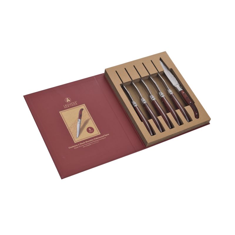 Laguiole Heritage Steakknive i Pakka Træ 6 Stk.
