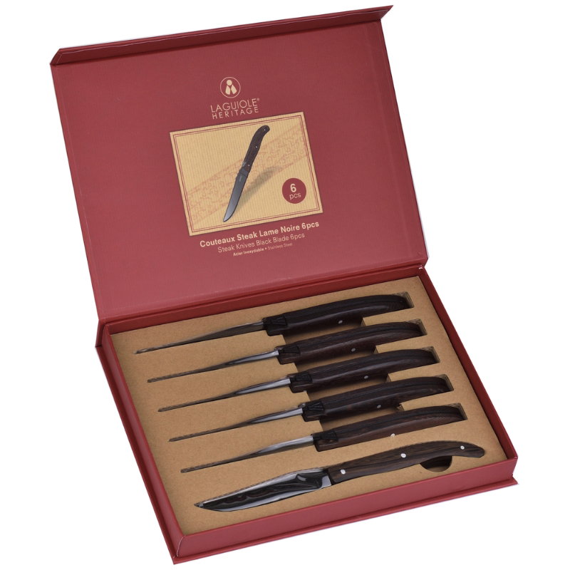 Laguiole Herit Steakknive i Sort, 6 Stk.