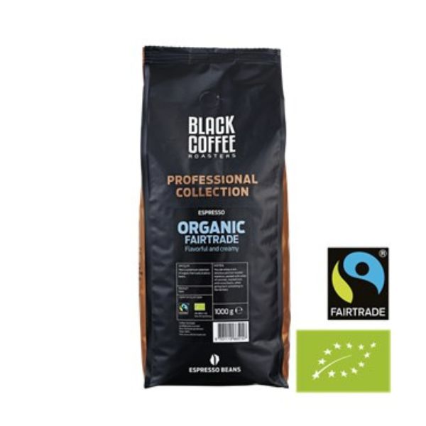 Sort Kaffe Risterier Pro Fairtrade Espresso 1kg Hele Bønner Øko