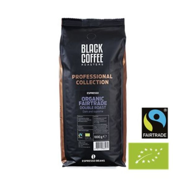 Sort Kaffe Rister Pro Dobbelt Rist Fairtrade 1kg Hele Bønner Øko