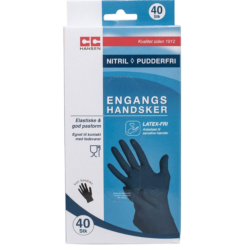 Engangs Handsker | Nitril | 40 Stk. Sort | Cc Hansen billede