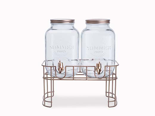 Juicedispenser Sæt Med Fod 2x3,5l Glas