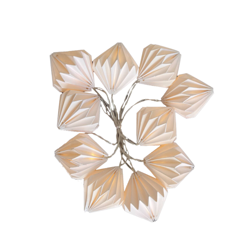 Party Lyskæde m. 10 Papirkugler Med Timer. Str. 1,85 m. Til Batteri