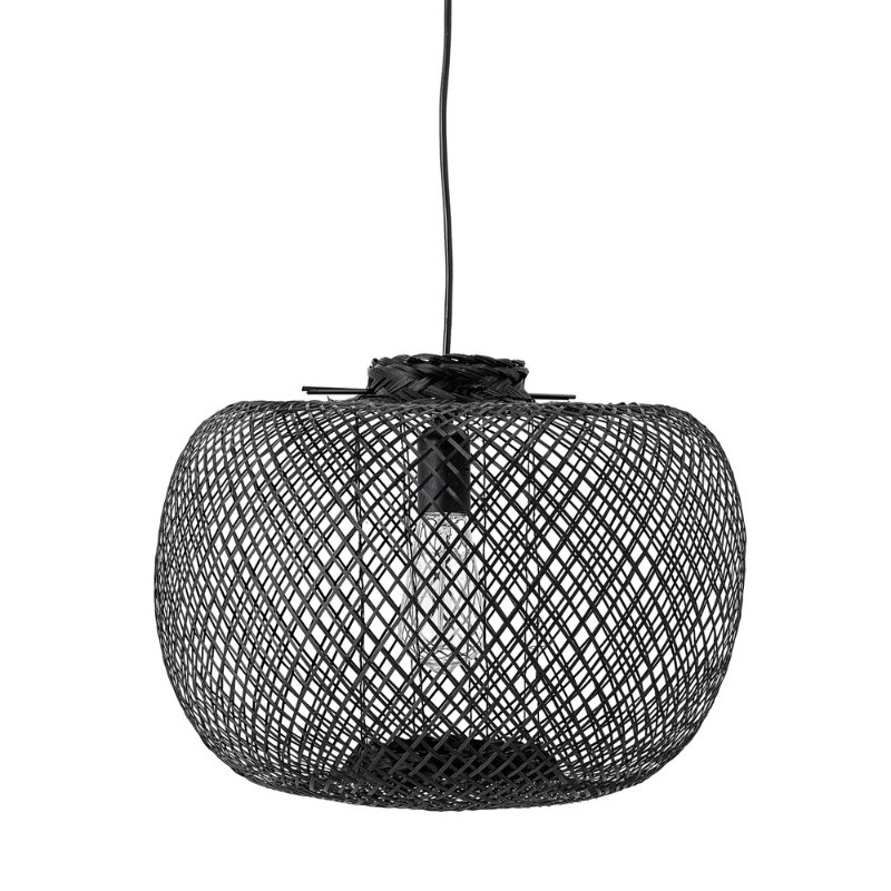 Pendellampe Bloomingville Kannika i flettet bambus sort Ø42 x H30 cm