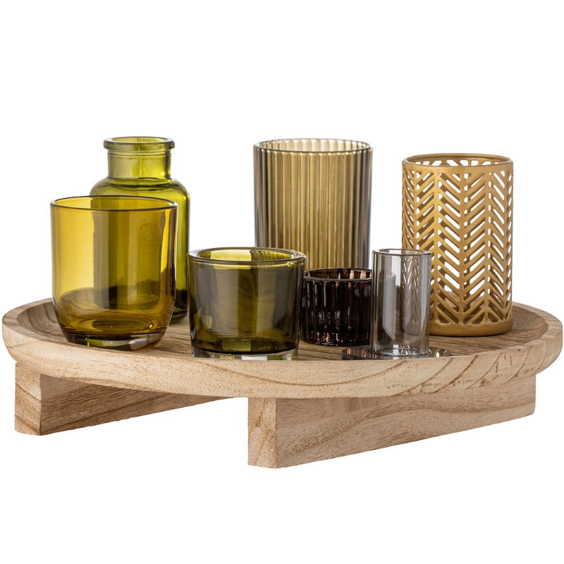 Sanga Bakke M/fyrfadsstage, Natur, Glas 8 Stk