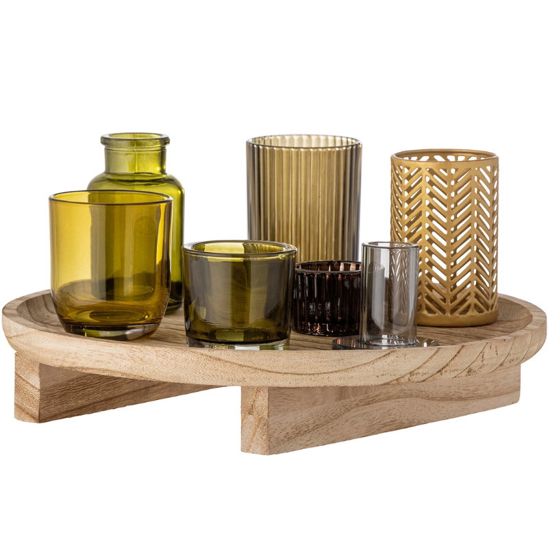 Sanga Bakke M/fyrfadsstage, Natur, Glas 8 Stk