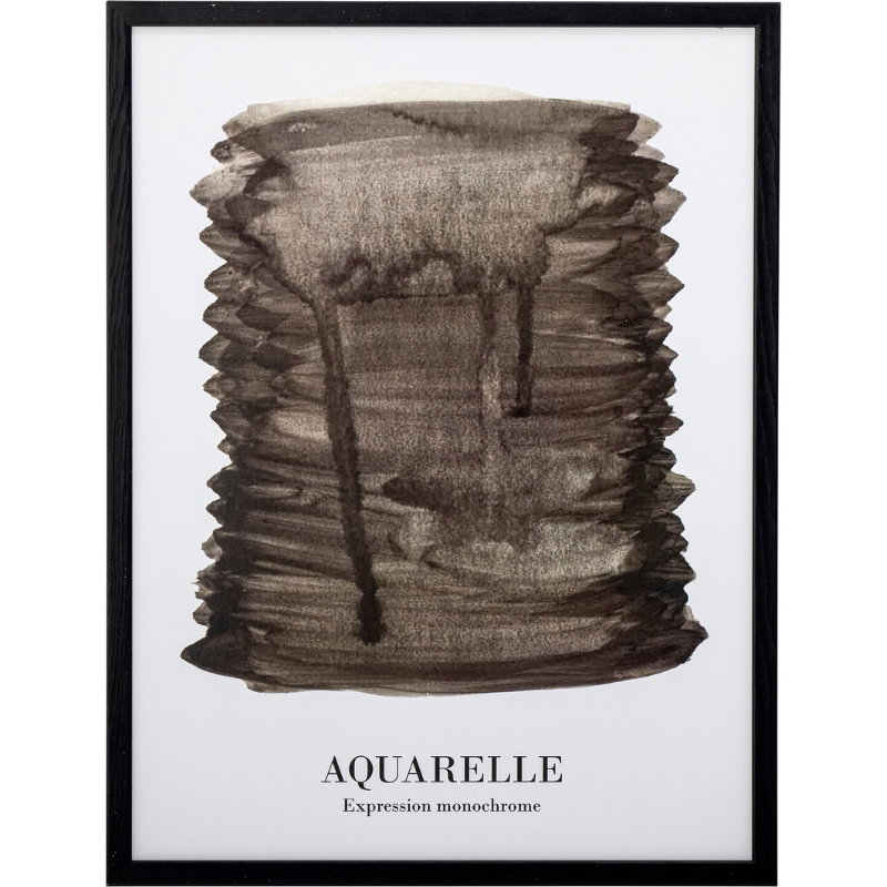 Indrammet illustration Bloomingville Ravenna akvarel 42Ã32 cm sort fyrretræ