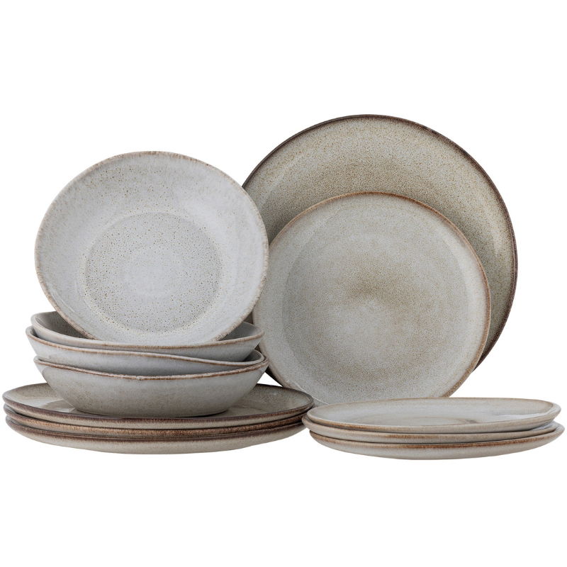 Sandrine Bordservice Sæt, Natur, Stentøj 12 Stk