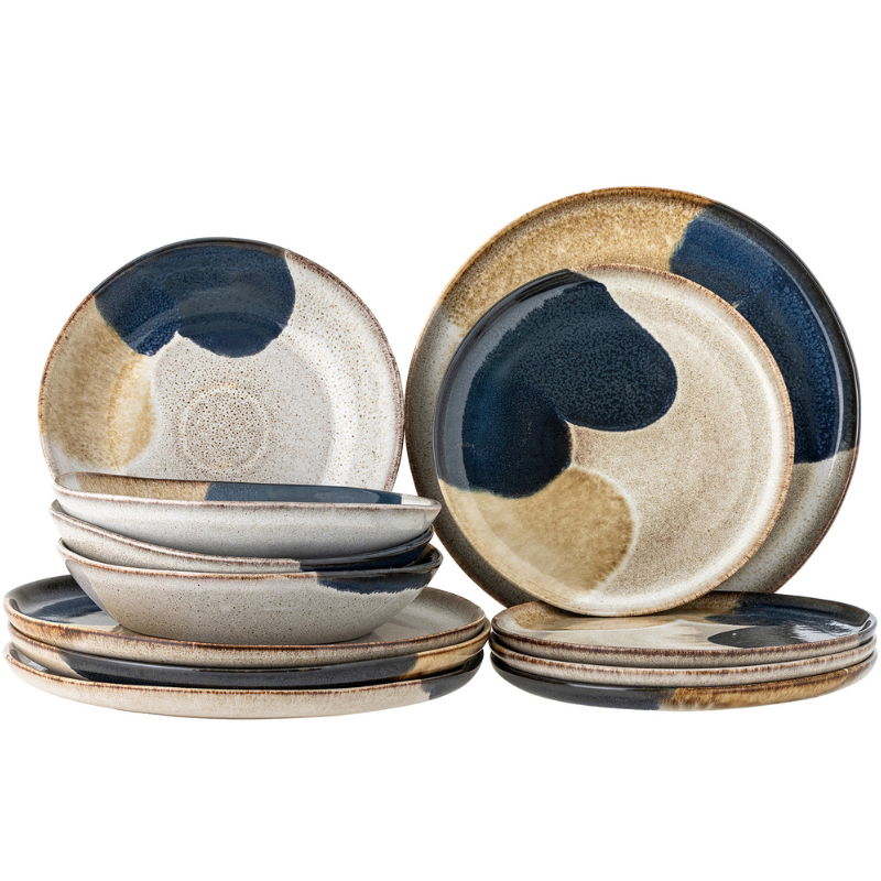 Jules Bordservice Sæt, Grå, Stentøj 4x3 Stk