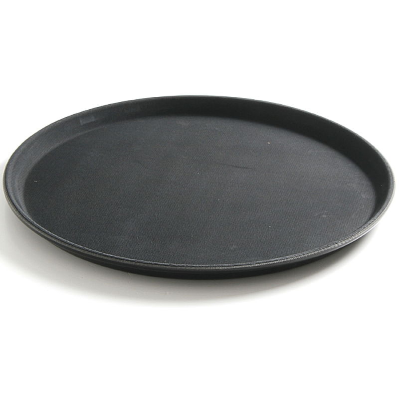 Serveringsbakke Rund Sort Skridsikker 410×20 Mm Pp
