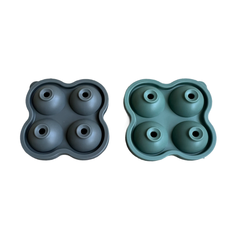 Isterningform Til 4 Kugler i Silikone 12x12x5 Cm Assorteret