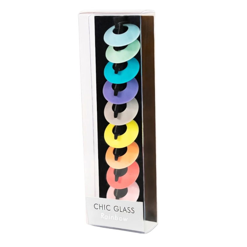 Chic Glass Rainbow Glasmarkør Til Vin 9 Stk