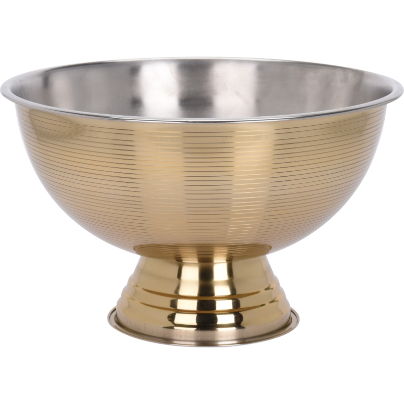 Skål På Fod Rustfrit Stål Guld m. Striber Ø39,5cm 6 Stk