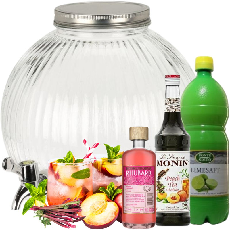 Fersken & Rabarber Dispenser Drinkspakke 5 Liter