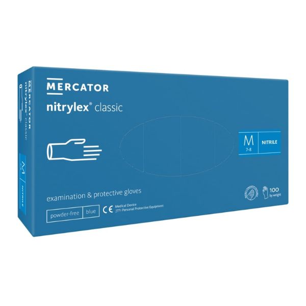 Nitrilhandske, Blå, M, Nitril, Pudderfri, 100 Stk.