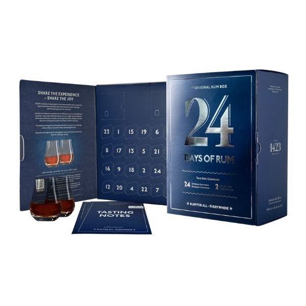 Se 24 Days Of Rum Calendar Blue Edition 24x2cl hos Barlife.dk