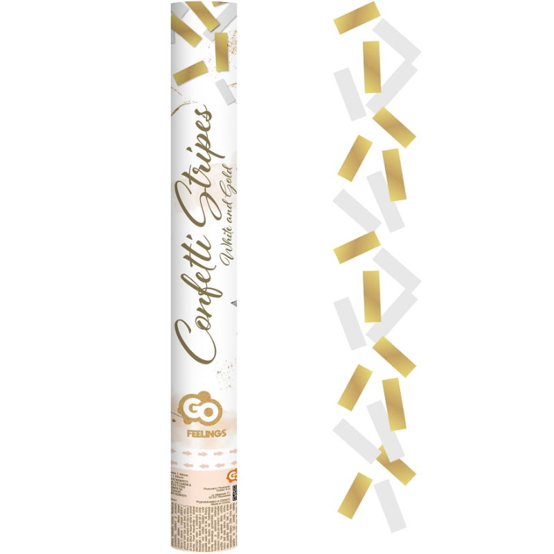 CONFETTI SHOT 40X5 GOLD/WHITE STRIPES WEDDING GODAN KP-ZBPP