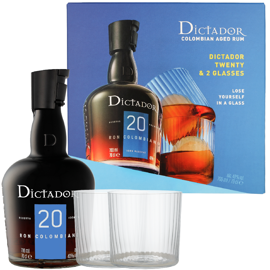 Dictador 20 Års Rom Gavesæt M/2 Glas 70cl