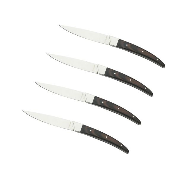 Legnoart Porterhouse Steakknive Sæt (4), Mørkt Skaft