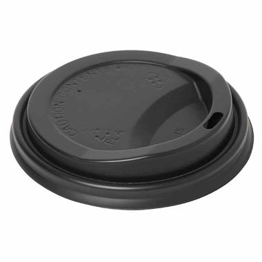 Plastlåg Ø90 Mm Bionedbrydelig Sort Til Papbæger 50 Stk.