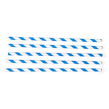 Sugerør Ø6x200 Mm Uden Knæk Bionedbrydelig Papir Blåstribet 500 Stk. billede