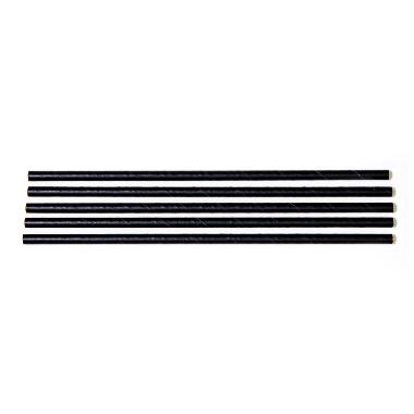 Sugerør Ø6x200 Mm Uden Knæk Bionedbrydelig Papir Sort 500 Stk. billede