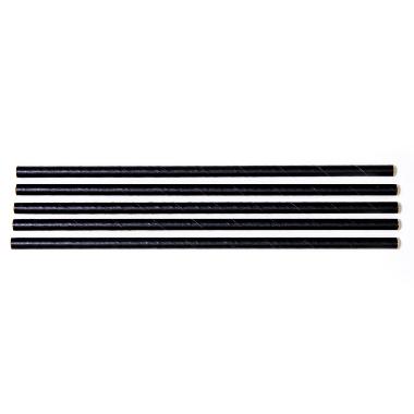 Sugerør Ø6x230 Mm Uden Knæk Bionedbrydelig Papir Sort 500 Stk. billede
