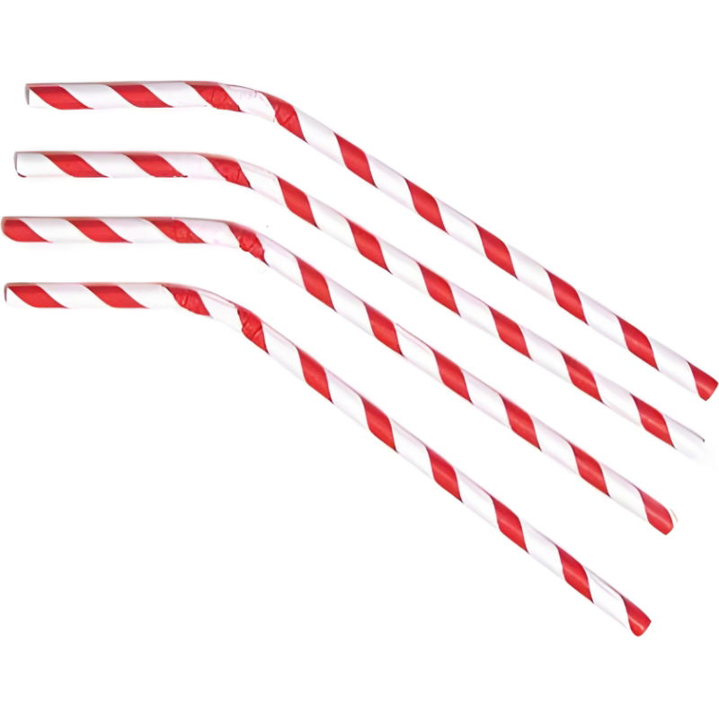 Sugerør Ø6x245mm m. Knæk Bionedbrydelig Papir Rødstribet 500 Stk.