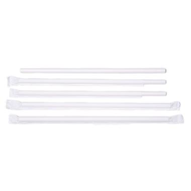 Sugerør Ø8x230 mm uden knæk enkeltpakket Bionedbrydelig Papir Hvid,500 stk/ps - (500 stk.)
